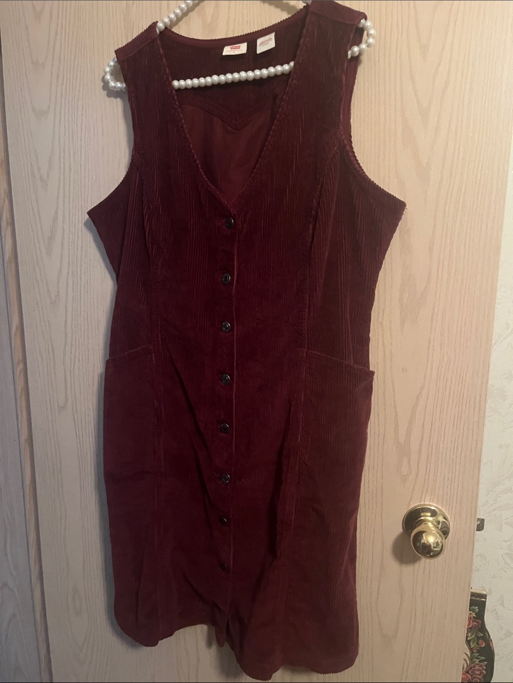 Levi's Burgundy Corduroy Button-Front Midi Dress